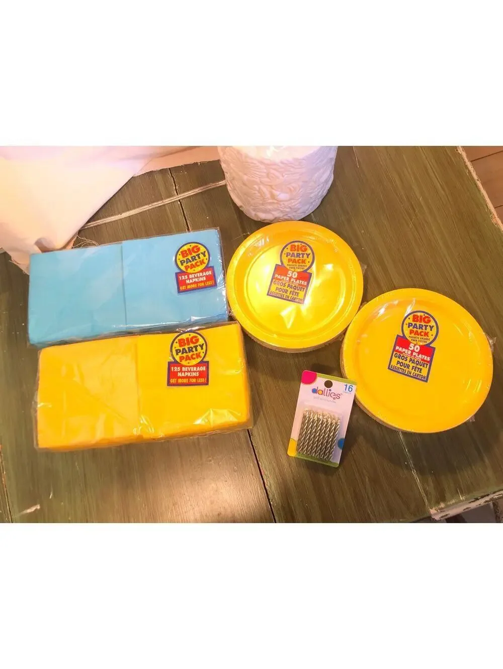Dallies NEW Blue and Yellow Party Pack - Napkins, Small Plates, Candles